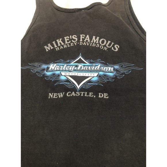 Harley Davidson Motorcycles Black Tank Top New Castle DE. - Size XL Made In USA - Picture 3 of 8